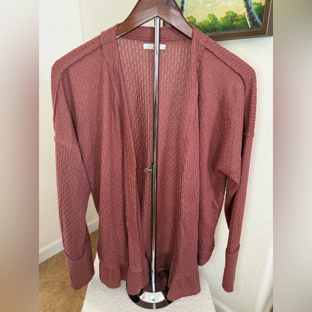 Maurices Textured Open-Front Cardigan in Rosewood